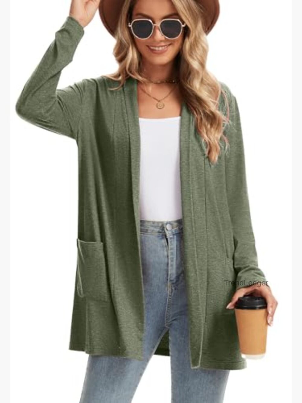 Womens Cardigan Long Sleeve Lightweight with Pockets Business Casual - Picture 2 of 6
